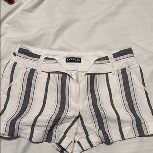 Express Women's Black and White Striped Bermudas